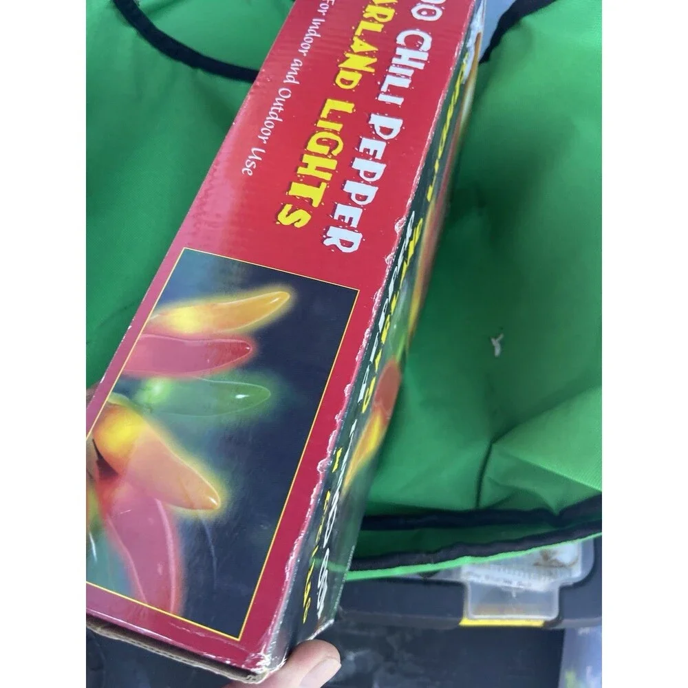 100 Chili Pepper Garland Lights Red Green Yellow Indoor Outdoor 9 ft New Tested